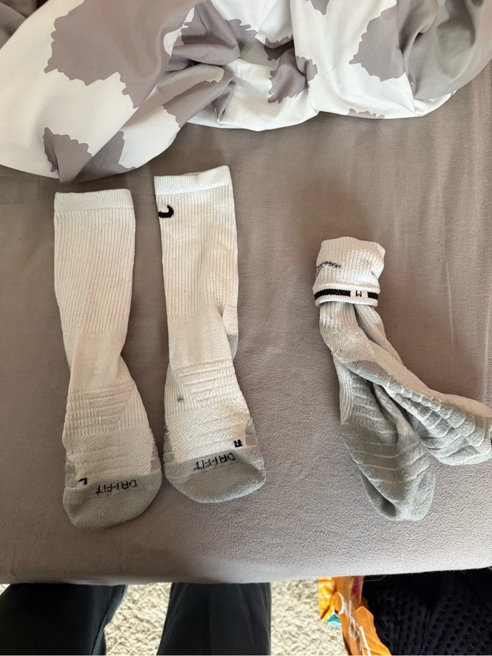 Nike White and Light Gray Athletic Crew Socks - 3-Pack Look